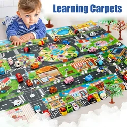 Parent-Child Interaction Game Map Rug, City Playmat, Child Educational Game Mat Waterproof Kid Game Activity Rug Folding Blanket