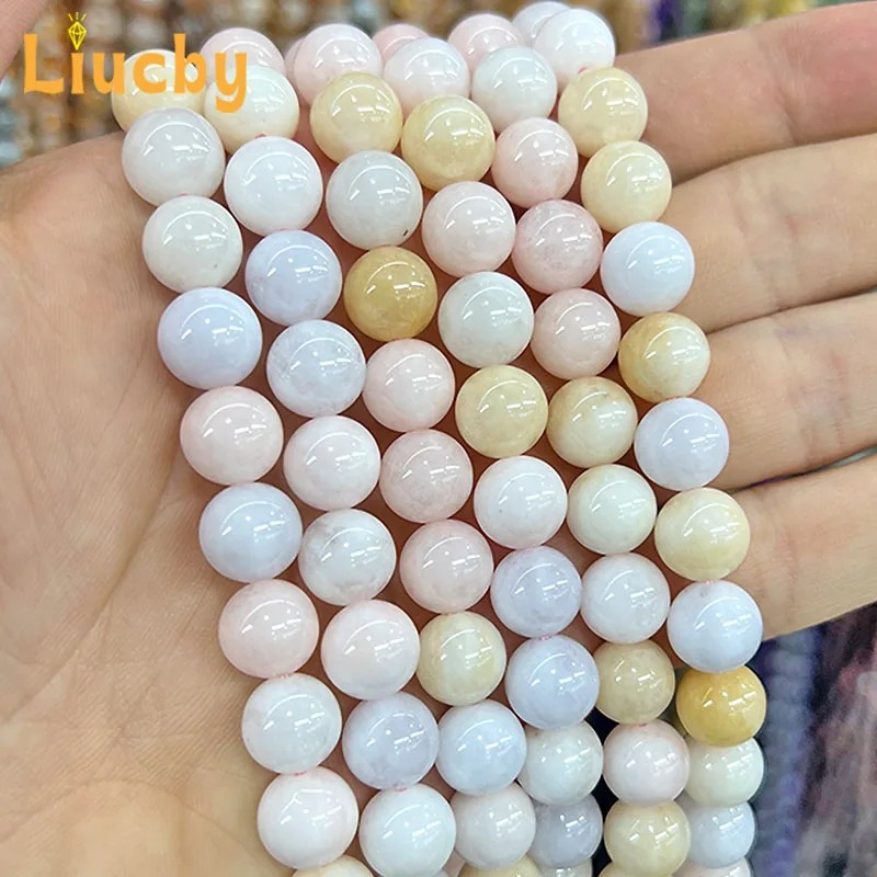 Natural Stone morganite Round Beads DIY Women\'s earrings Accessories decoration keychain For Jewelry Making 15\
