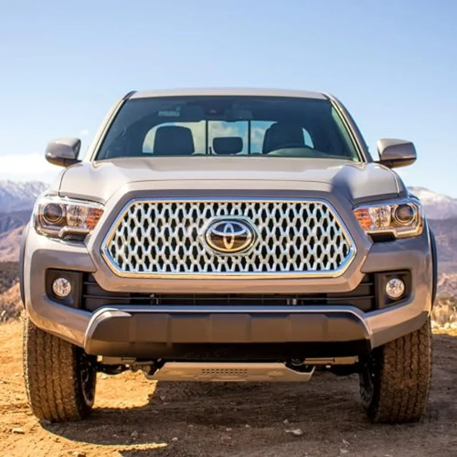 تراكب شبكة أمامية من الكروم مع شريط لاصق آمن لـ 2018-2019 Toyota Tacoma TRD Sport، TRD للطرق الوعرة | سهلة التركيب - #6