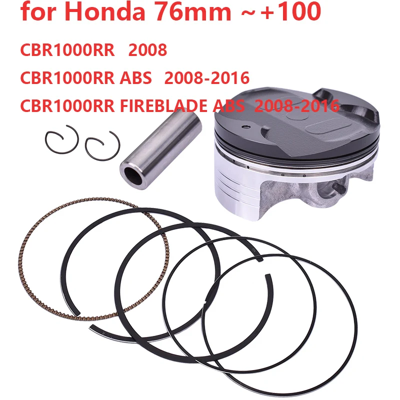 

76mm STD ~+100 Forged Moto Engine Parts Rings Set Piston Pin for Honda CBR1000RR CBR 1000 FIREBLADE ABS 2008-2016 13101-MFL-010