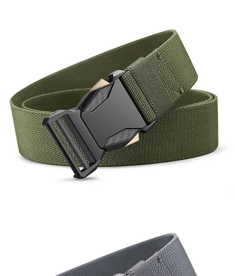 Neuer Automatik-Schnallengürtel aus Canvas, taktischer Gürtel mit Schnellverschluss, Arbeitskleidung, Freizeit, Outdoor, Militär, Trainingshose, schwarzer Gürtel für Herren – Detail 12
