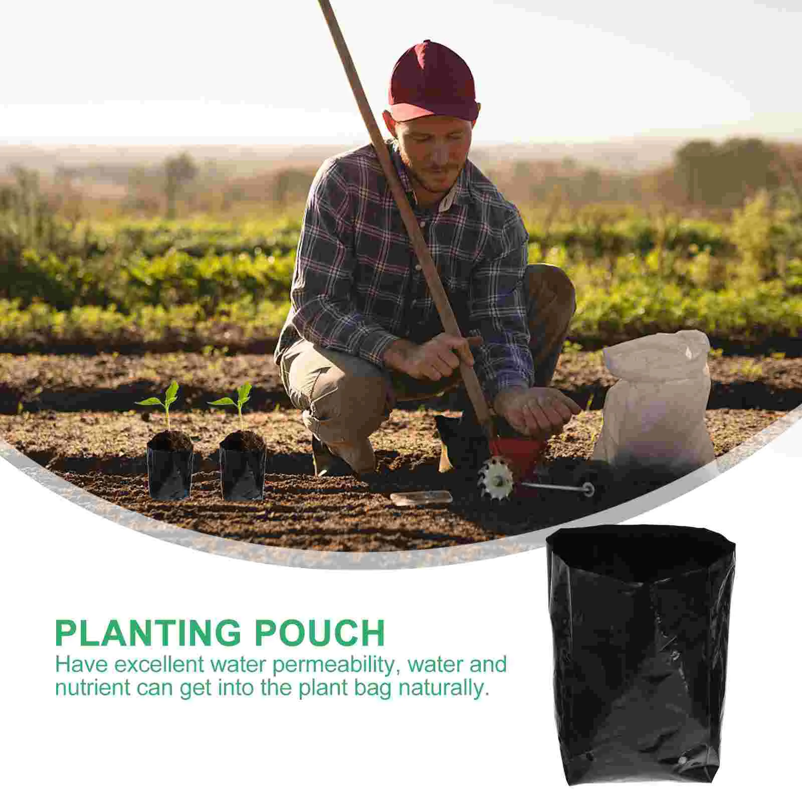 100 Pcs Sapling Bag Nursery Fruit Vegetable Plant Nutrition Planting Pouch Farming Plastic Gardening Nursing Square Container