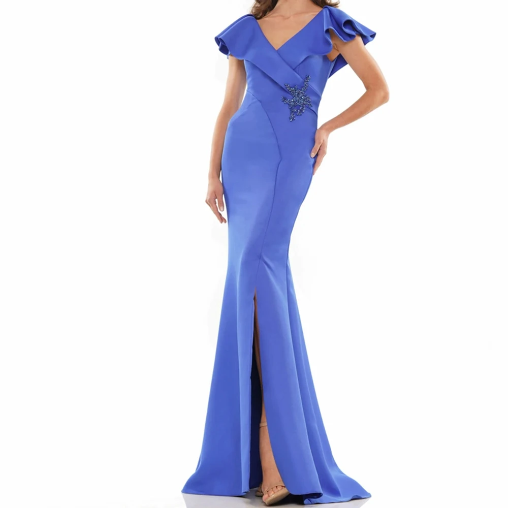 

Customized Classic Crystal Pleat V-Neck Floor Length Straight Vestidos De Fiesta Jersey Sleeveless Sweep Train платье вечернее