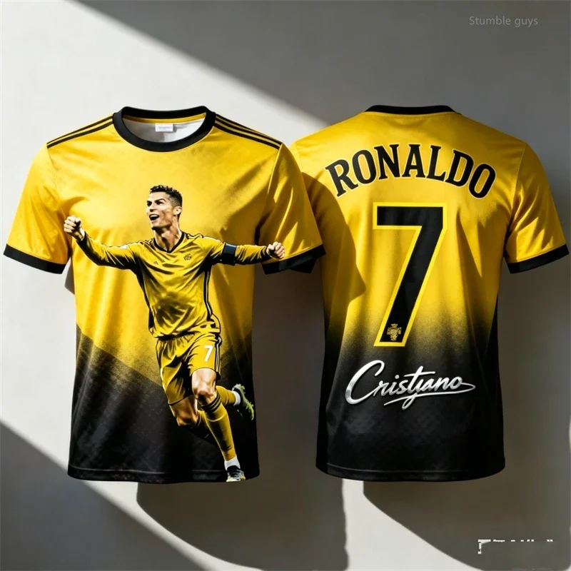 Ronaldo 7 Fußballtrikot, lässiges Kurzarm-T-Shirt für Herren, Sommer-T-Shirt für Kinder, Jungen, Kleidung für Herren, Kinder, Freizeit- und Outdoor-Sportbekleidung