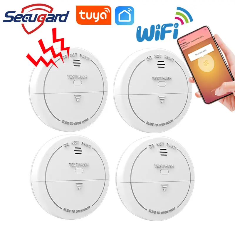 WiFi Rauchmelder Tuya Smart APP Nachricht Push Sound Alarm Feuer Sensor Großhandel Home Security System Räucherei Kombination