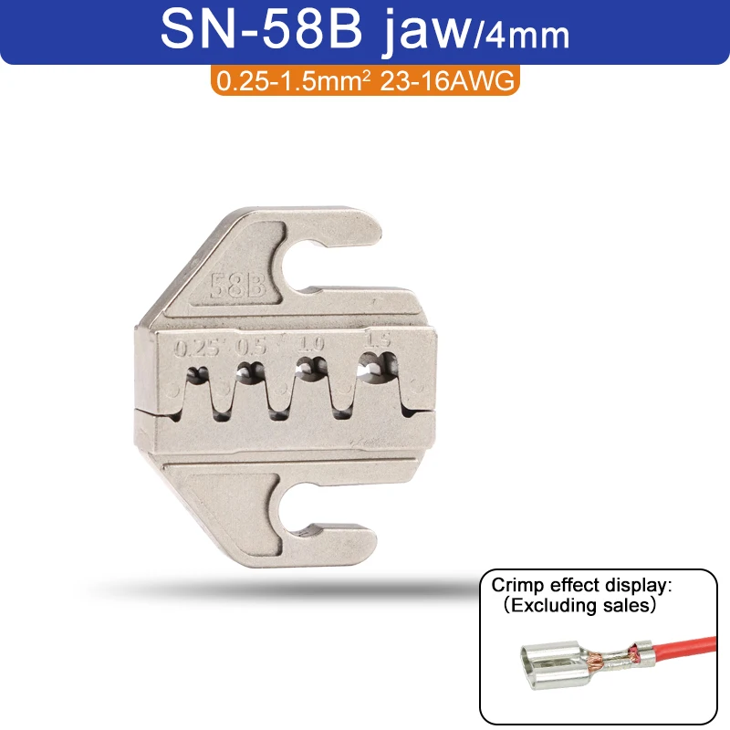1 stks SN Krimptang Kaak (Breedte 4 mm/Tang 190 mm) Poederlegering Voor TAB 2.8 4.8 6.3 XH2.54 Plug Isolatie Buis Terminal Gereedschap