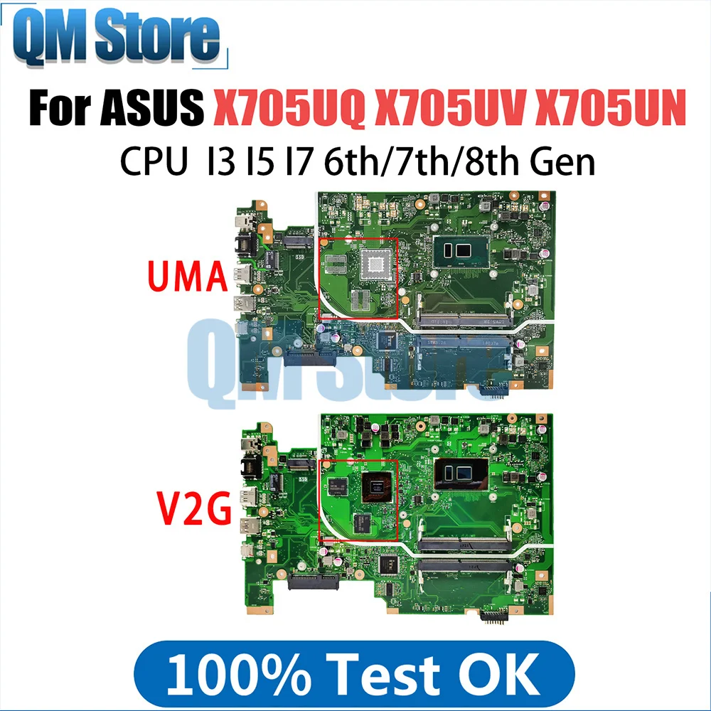 

X705UQ Mainboard For ASUS X705UV X705UN X705UB X705UVP X705UF X705UNR Laptop Motherboard 4415U I3 I5 I7 6th 7th 8th Gen CPU