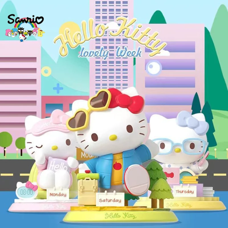 Sanrio Blind Box Hello Kitty Lovely Week Series Anime Model Birthday Gift Kawaii Children's Toys  Christmas Decoration