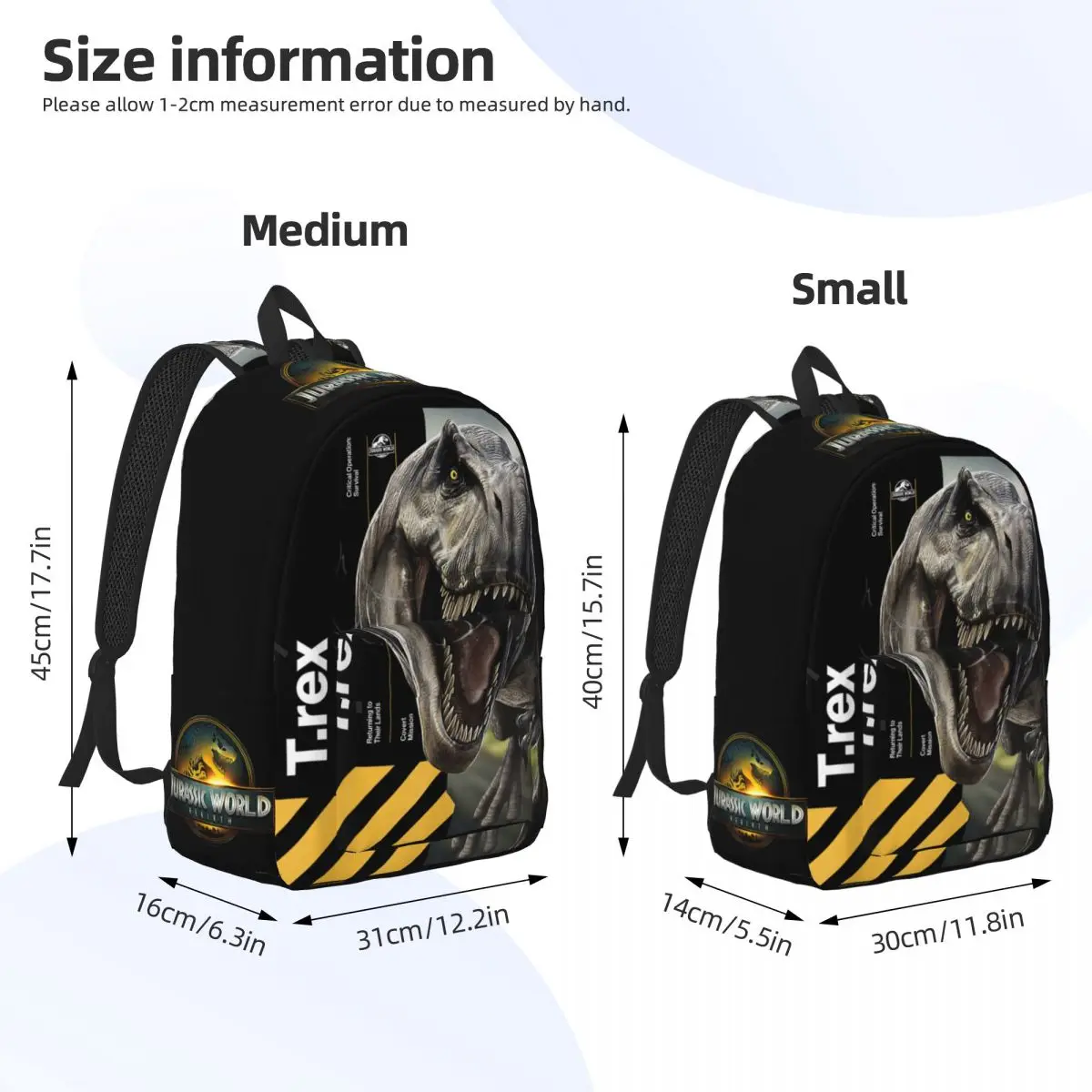 الجوراسي ولادة جديدة شعار الفيلم العالم الكلاسيكي على ظهره الرياضة طالب الأعمال 2025 Daypack للرجال النساء حقائب الكمبيوتر المحمول من القماش #6