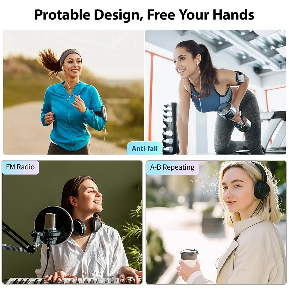 New MP3 Player Bluetooth 5.2 Music Player Built-in Speaker 2.4 Inch Screen Sport Walkman Video Player Support FM E-book Recorder