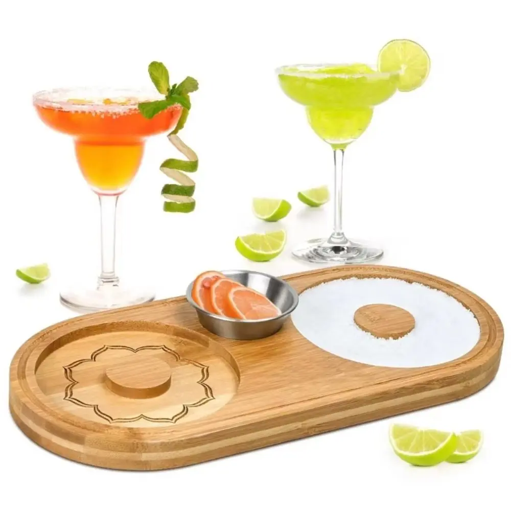 Bandeja mezcladora de doble plato para sal de margarita, contenedor de especias reutilizable, salero decorativo para bebidas, caja de sal para fiestas