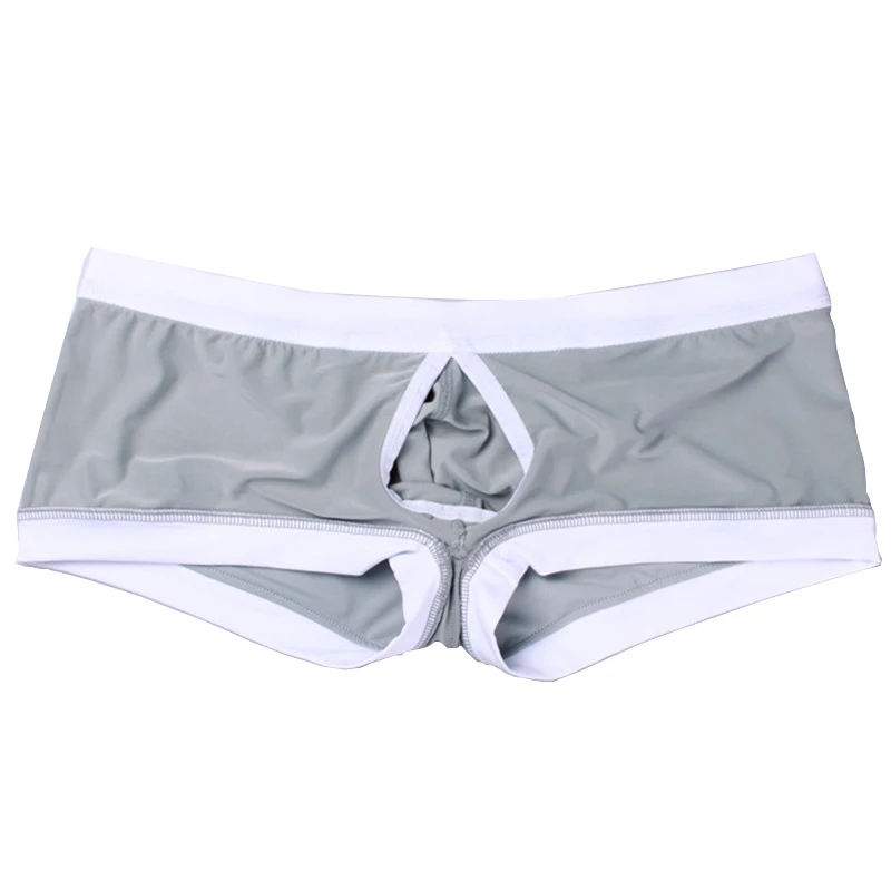 Penis Loch Boxer Shorts Männer Weiß JJ Vorne Offen Unterwäsche Männlichen Sexy Supporter Pouch Hose Ausbuchtung Höschen Enhancer Aibc Marke