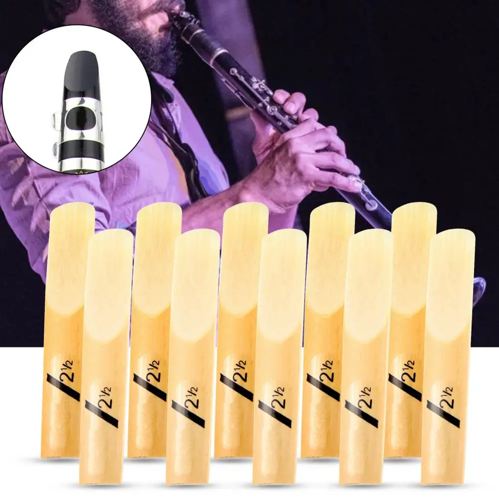 10Pcs/Set Clarinet Reed Skin-Friendly Anti-Corrosion Lightweight Smooth Wood Portable Tenor Clarinet Reed for Musician