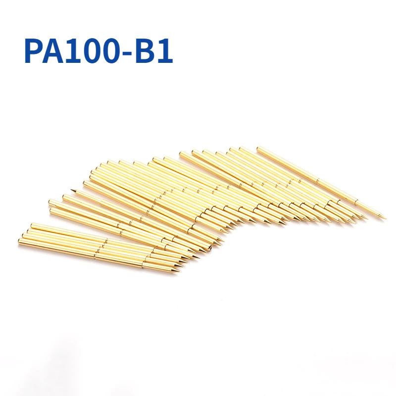 100PCS Gold-plated PA100-B Pointed Spring Test Needle with An Outer Diameter of 1.36mm and A Total Length of 33.35mm for Testing