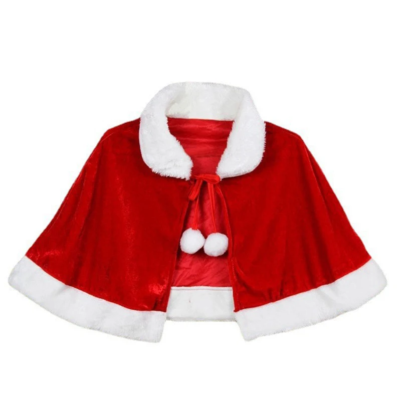 Christmas Winter Red Velvet Cape Cloak New Year Xmas Women Girl Shawl Party Cosplay Costumes Dress Decoration