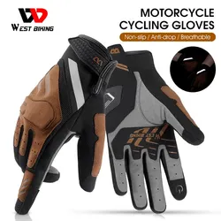 WEST BIKING Motorcycle Bicycle Gloves Touch Screen Full Finger MTB Road Bike Mitts Men Women Gym Wear-Resistant Sport Equipment