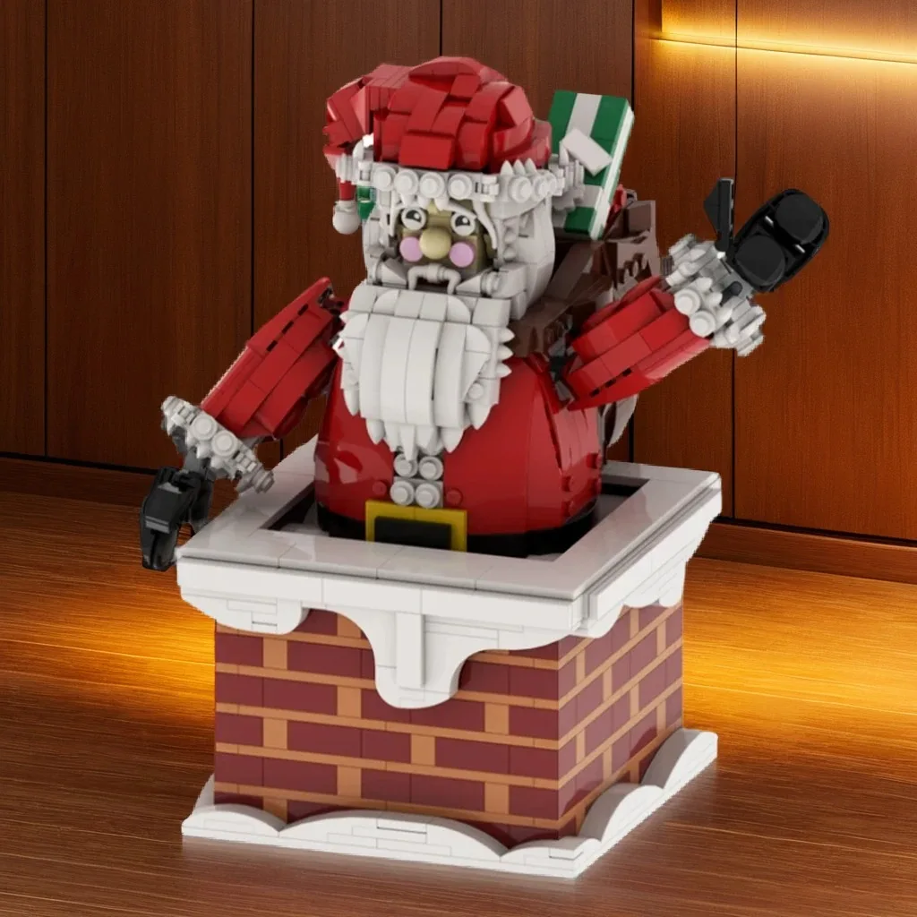 

1395Pcs Christmas Santa Claus MOC with Red Robe, White Beard & Gift Bag Education Building Blocks Gift
