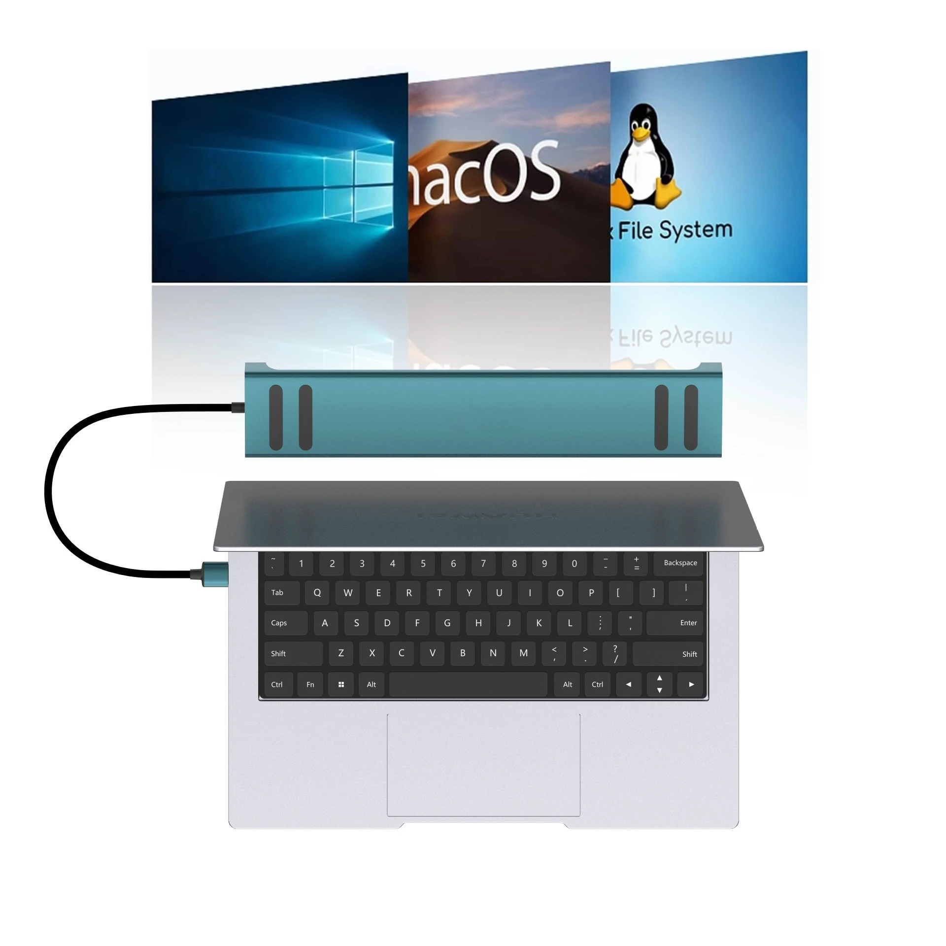 محطة إرساء متعددة الوظائف 16 في 1 مع حاوية محرك الأقراص الصلبة مناسبة لمحطة إرساء قاعدة الكمبيوتر المحمول Mac متعددة الواجهات