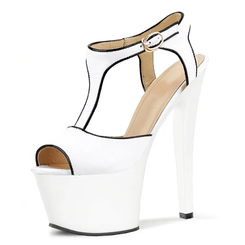 

Новые летние модные босоножки на высоком каблуке 17 см с Т-образным ремешком для вечеринок и выступлений на сцене.