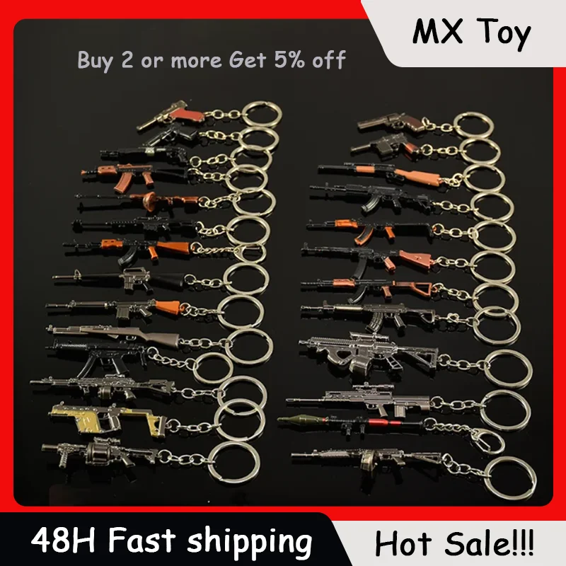 

Mini Gun Keychain Series Pendant Thermal AKM T88 Sniper Rifle STG44 Metal Durable Keyring Military Enthusiast Collectible