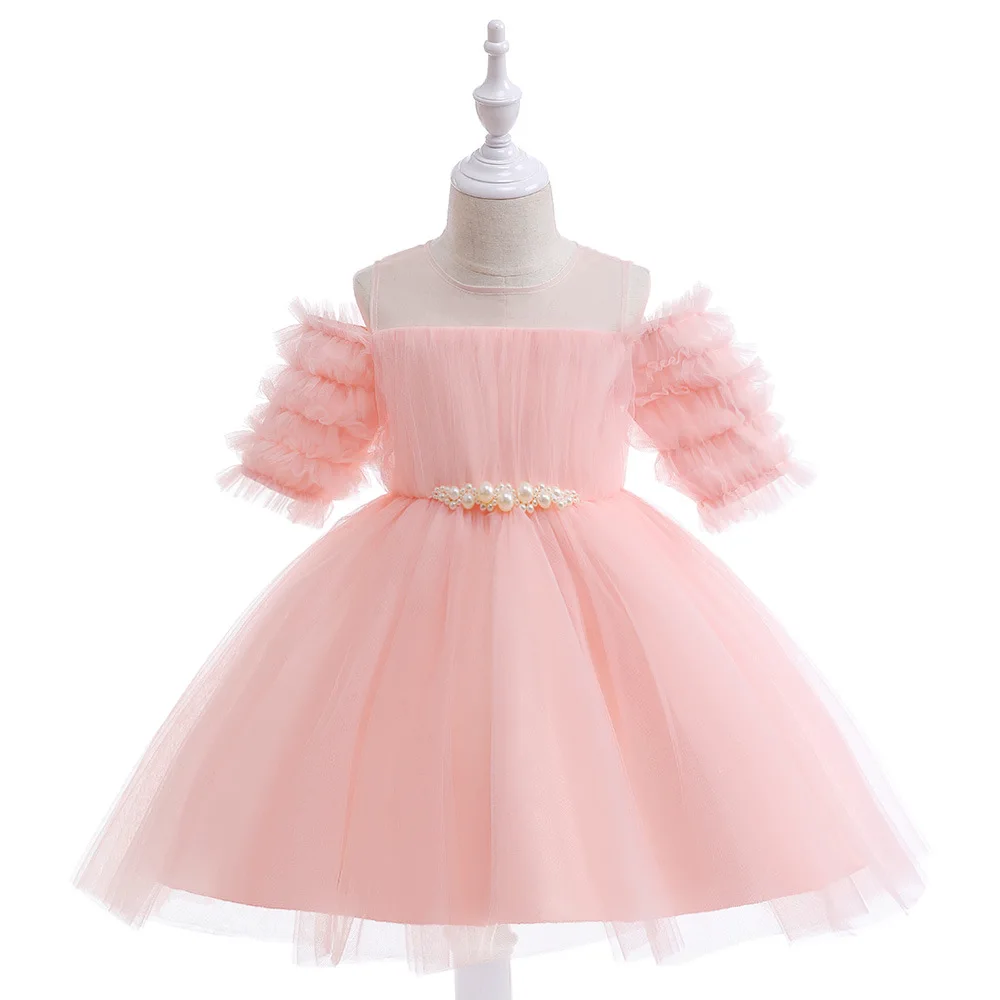 Elegant Flower Party Baby Girls Dress 5st Birthday Wedding Princess Dresses Bow Baptism Bridemaid Prom Kids Clothes