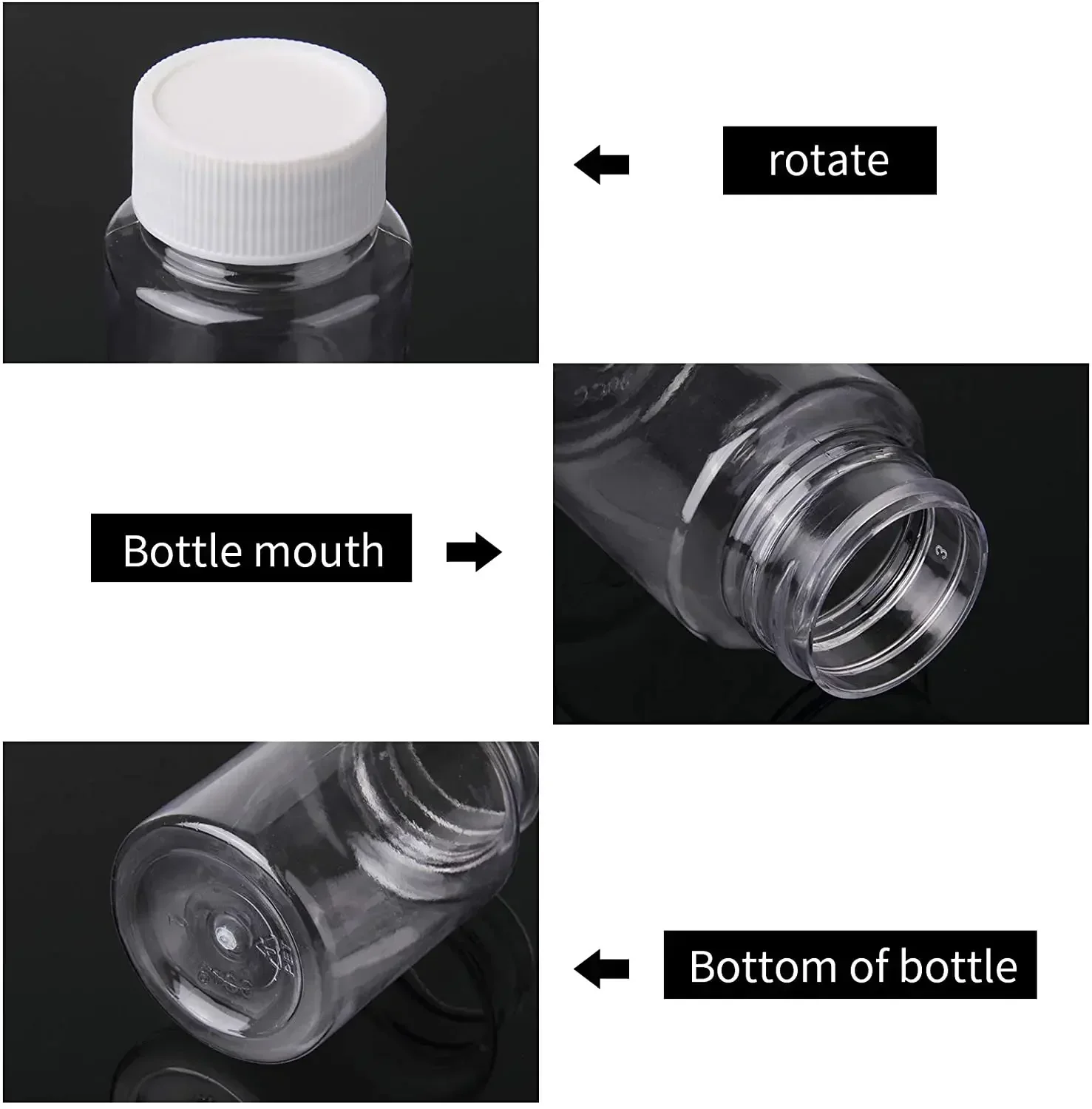 10pcs 15ml-100ml Empty Refillable PET Transparent Plastic Jar Bottle Travel Cosmetic Container Pot Holder Case Plastic Screw Lid