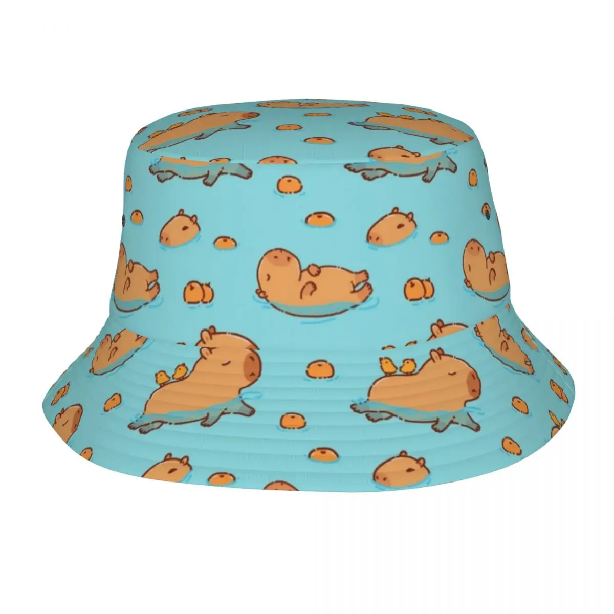 

Capybara Pattern Swimming With Oranges Bucket Hat Spring Cartoon Cute Fishing Hat for Outdoor Men Women Ispoti Lightweight