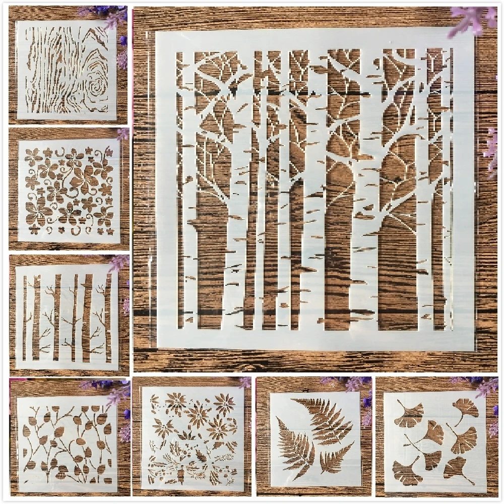 8Pcs/Set 13cm Tree Leaf Ginkgo Bud DIY Layering Stencils Painting Scrapbook Coloring Embossing Album Decorative Template