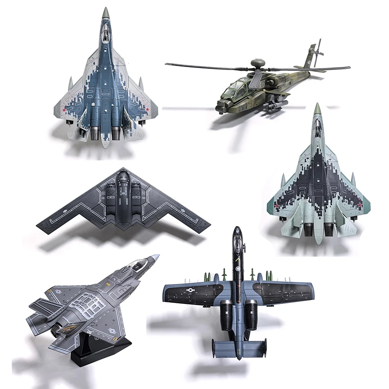 Blocos de Construção Criativos da Série Militar, Modelo de Avião de Caça B2 Stealth Bomber F22 A10 SU57, Brinquedos para Crianças, Presente