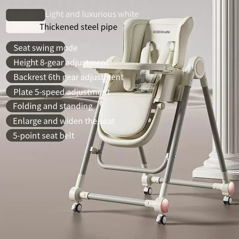 Children\'s Dining Chair Household Portable Infant Dinner Table and Chairs Multifunctional Foldable with Wheels Baby Dining Chair