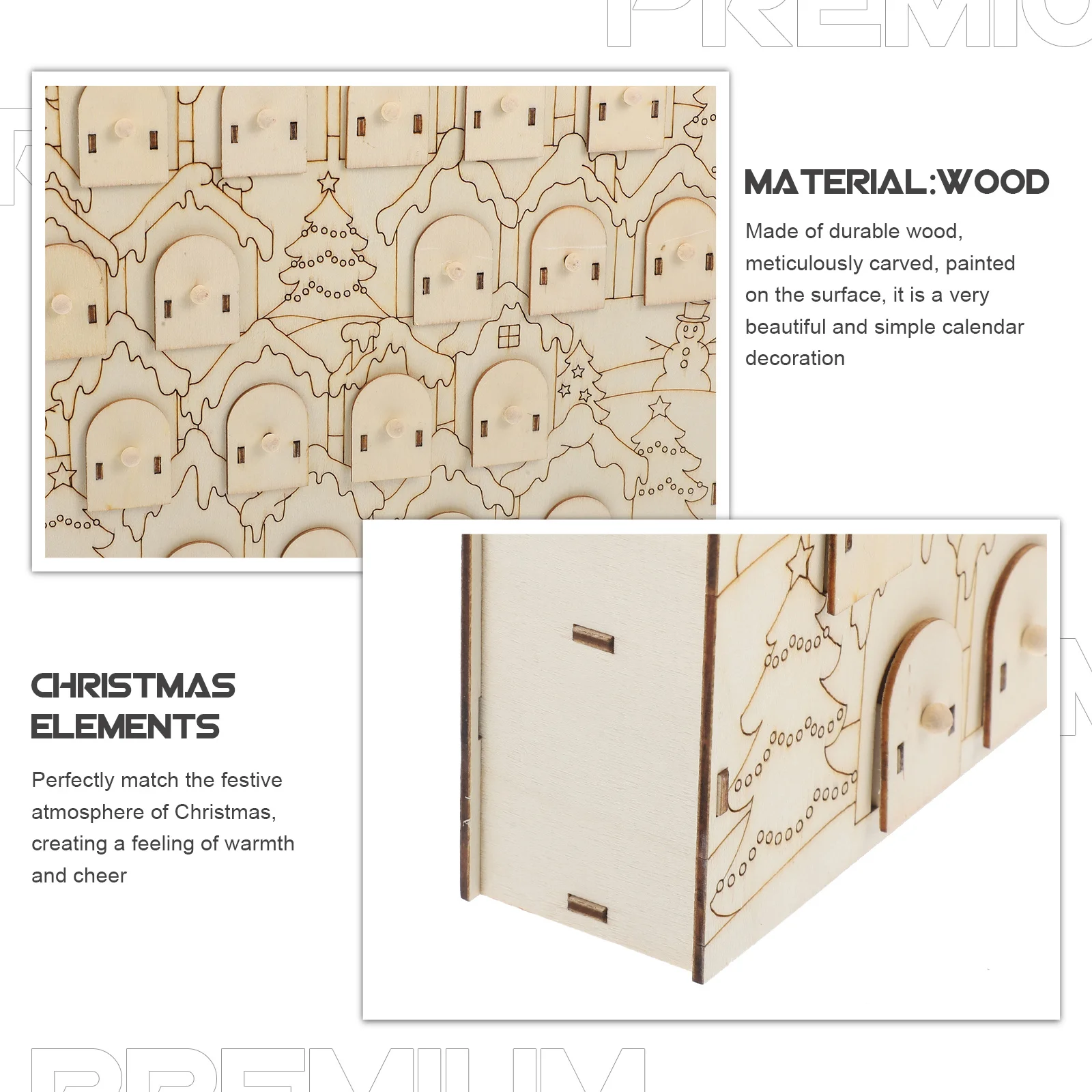 

Wood Christmas Advent Calendar Firm Structure Xmas Countdown Calendar Desktop Party Decor Desktop Advent Festival Decor