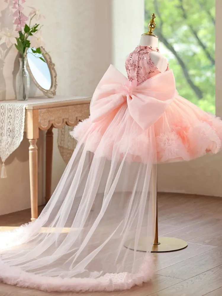 Hochwertiges Abendkleid für Mädchen, für Klavierauftritte, Geburtstage, Hochzeiten, Blumenmädchen A5040 Großhandel – Detail 4
