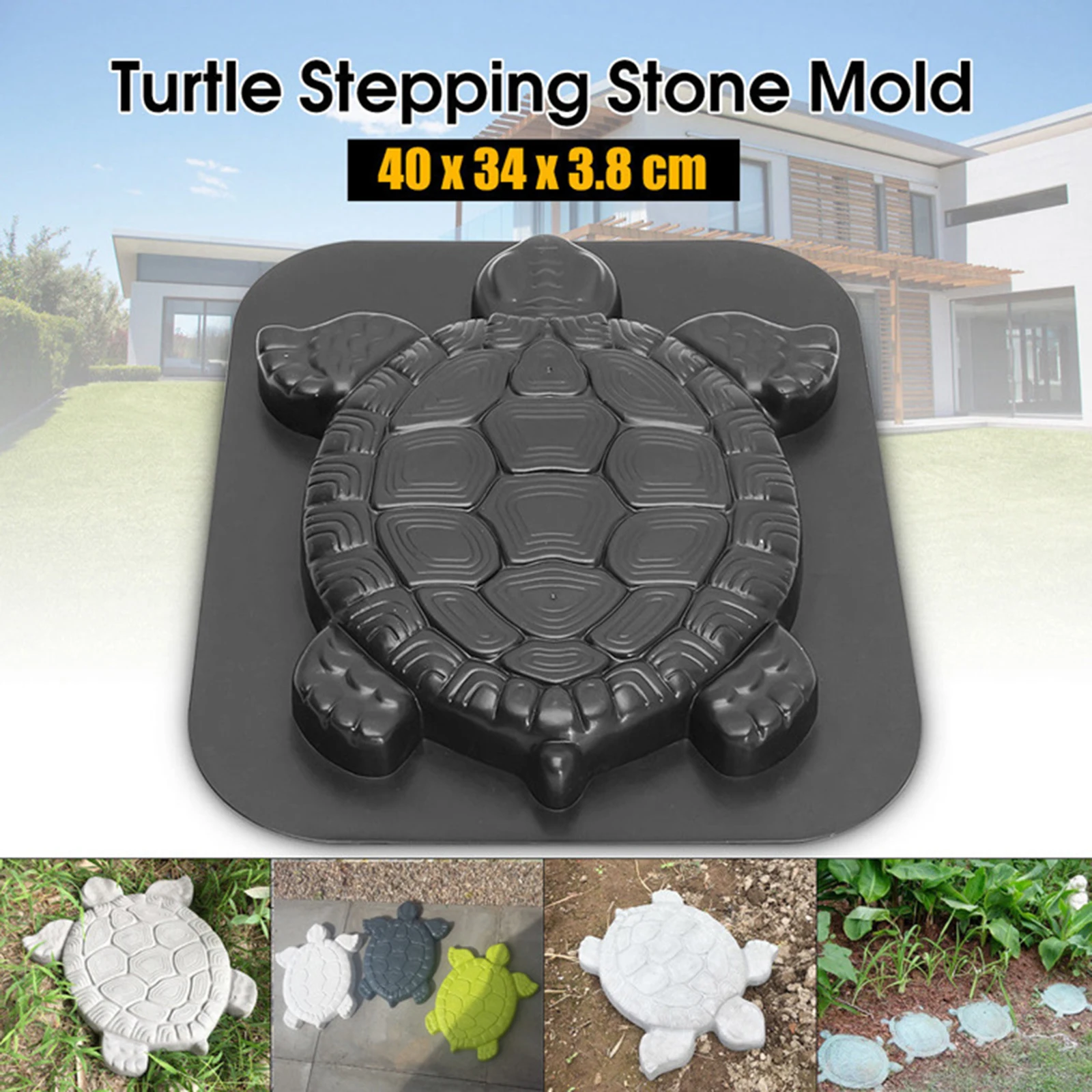 Turtle Mold Stepping Wall Stone Brick ABS Concrete Pavement Concrete Cement Mould DIY Walk Maker Garden Decoration Black