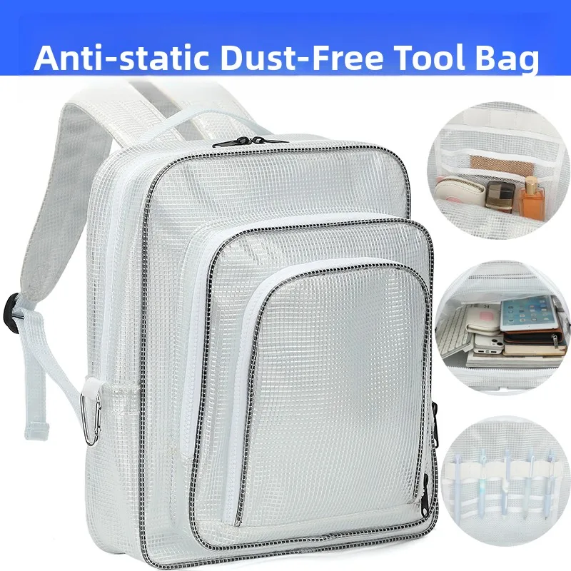 anti-static-17-inch-clean-room-dust-free-double-shoulder-backpack-pvc-mesh-transparent-tool-bag-unisex-casual-simple-style-ba