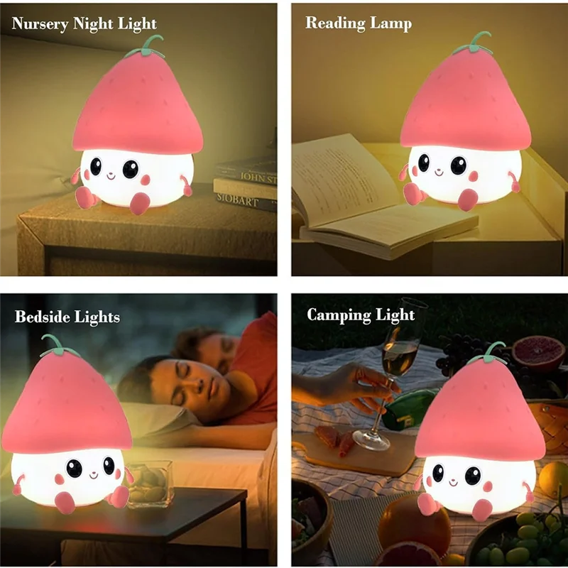 

A07F-Cute Strawberries Night Light,Cute Night Light Night Light,Rechargeable Night Light For Bedroom, Lamp Room Decor