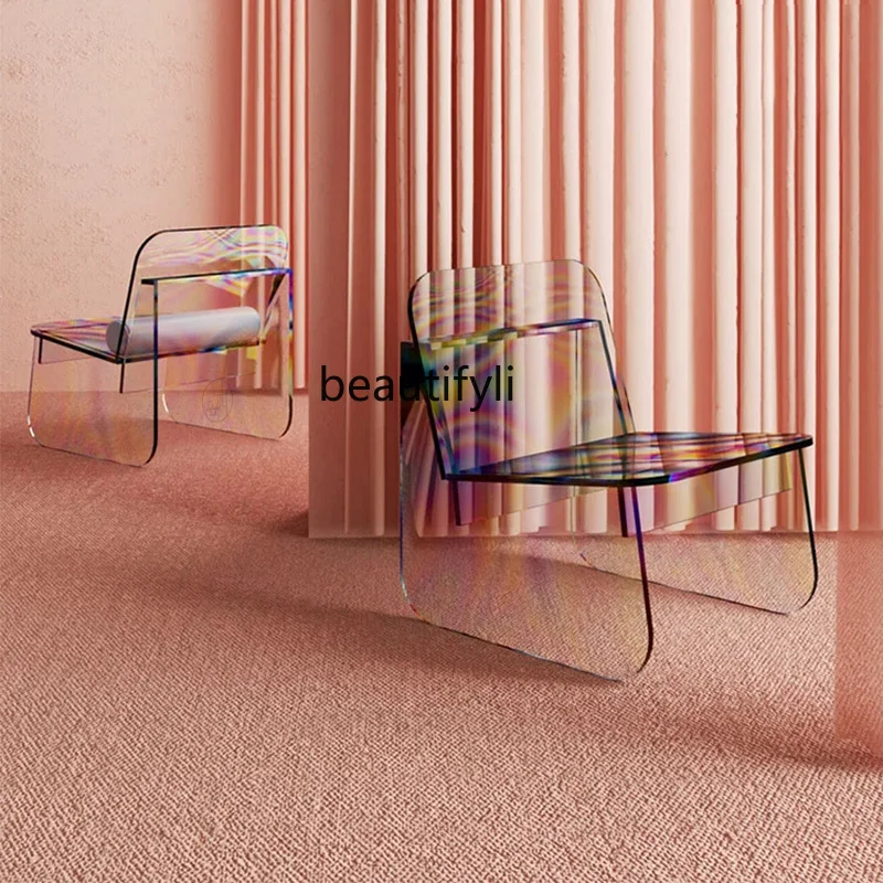 

zqAcrylic Couch Colorful Sofa Transparent Nordic Leisure Chair Personality Living Room Customized