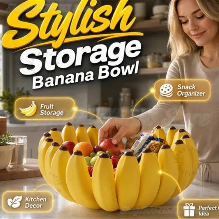 

Creative Banana Shape Fruit Bowl, Novelty Banana Petal Fruit Storage Tray, Multifunctional Kitchen Counter Organizer for Fruits