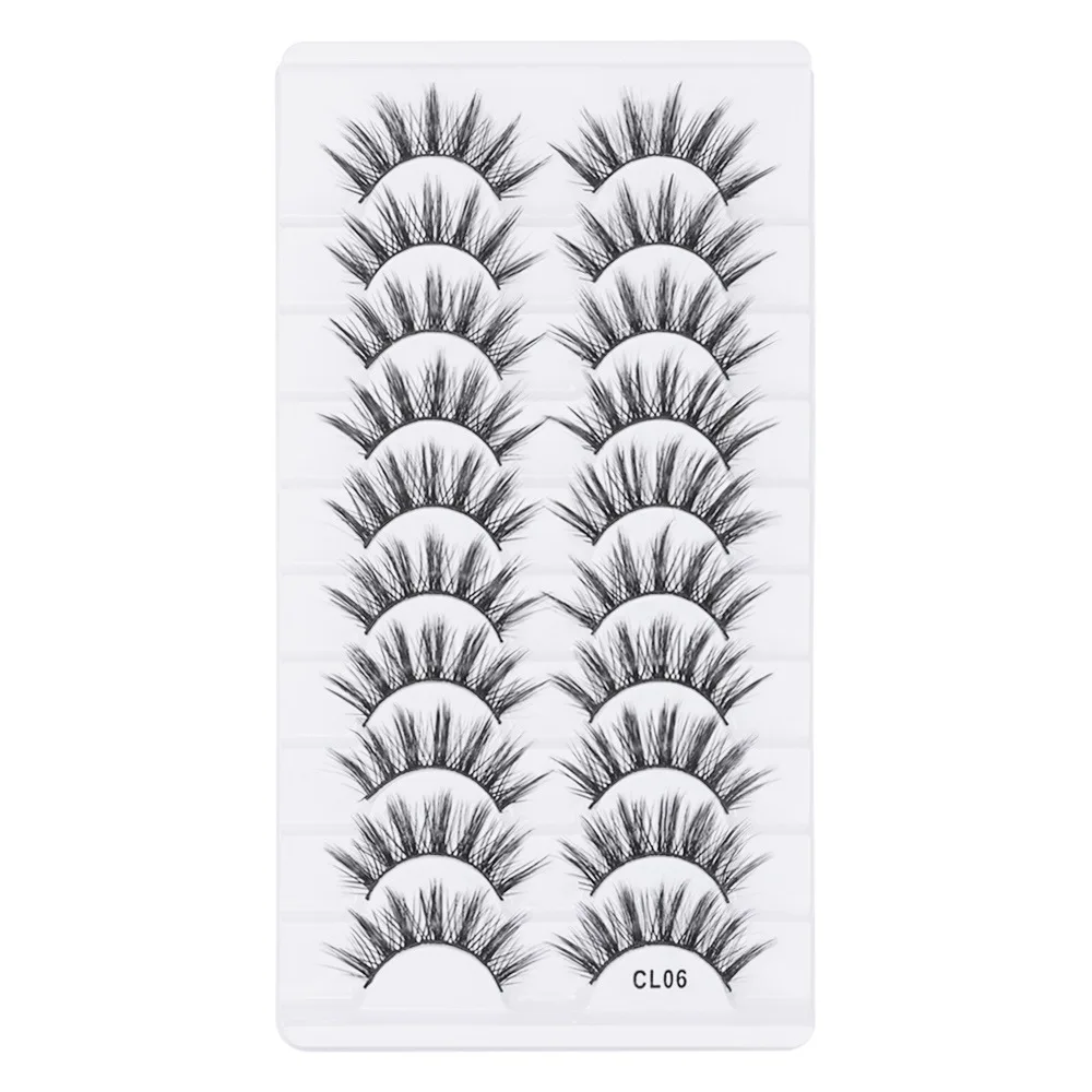 10 Pairs Schoonheid Volledige Strip Valse Wimpers Natrual Lange Handgemaakte 3D Faux Nertsen Lash Dierproefvrij Nep Wimper Wimper extension