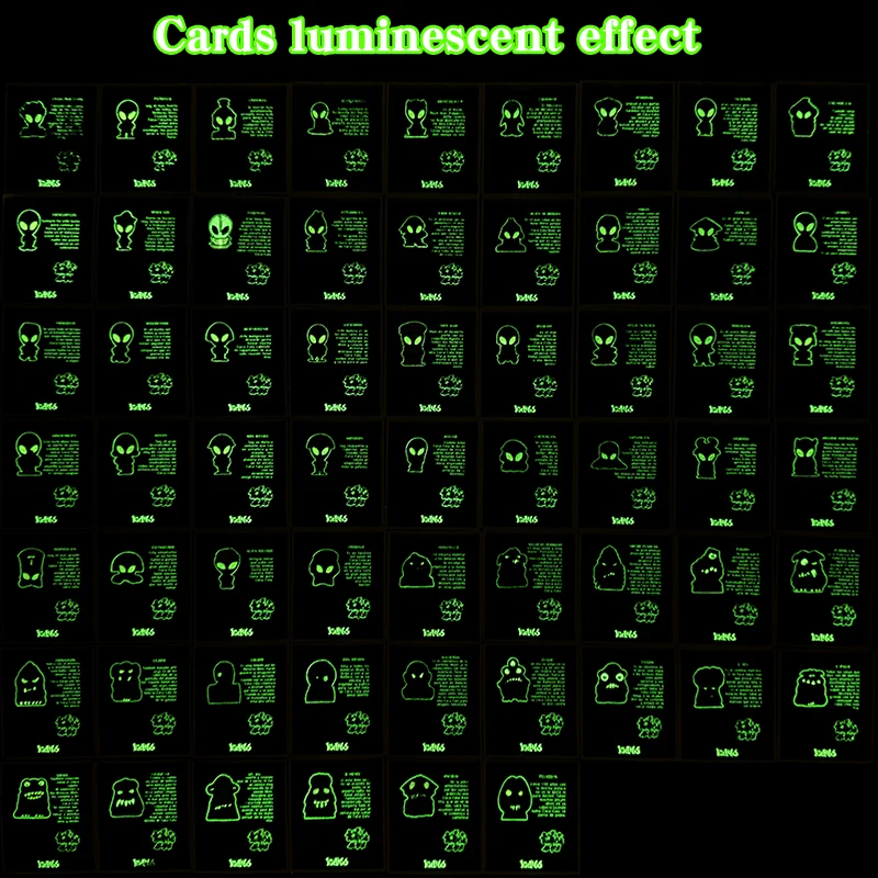 Lote De Tazos Sabritas Hielocos Alien 60 unidades de cartões e adesivos coleção de álbum completo presente de colecionador pode brilhar no escuro