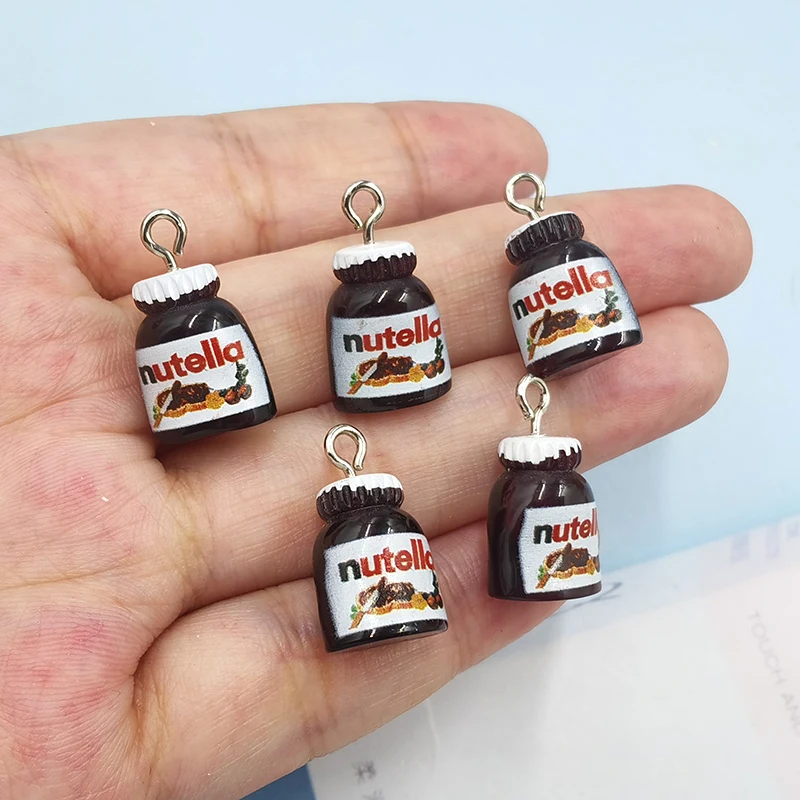 10Pcs Cartoon 3D Bread Jam Resin Charms for Necklace Earrings Keychain Making Jewelry Cute Bottle Floating Pendants C449