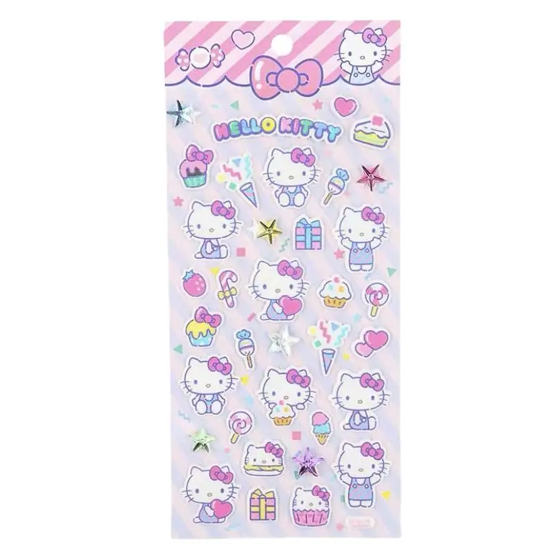 Naklejki Sanrio Hello Kitty z koronką, naklejki na gitarę, komputer, etui na słuchawki, dekoracja DIY, kreskówkowe naklejki 3D z bąbelkami i diamentami, zabawka dla dziewczynki