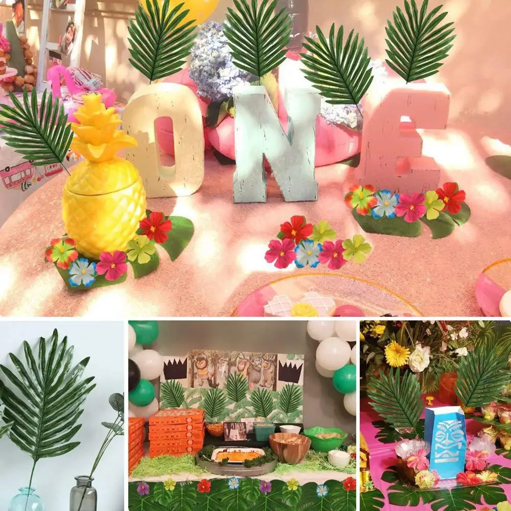 Foglie tropicali di palma artificiale foglie di Monstera Safari Jungle Leaf per la festa hawaiana Beach Table Wedding Shower Birthday Decor