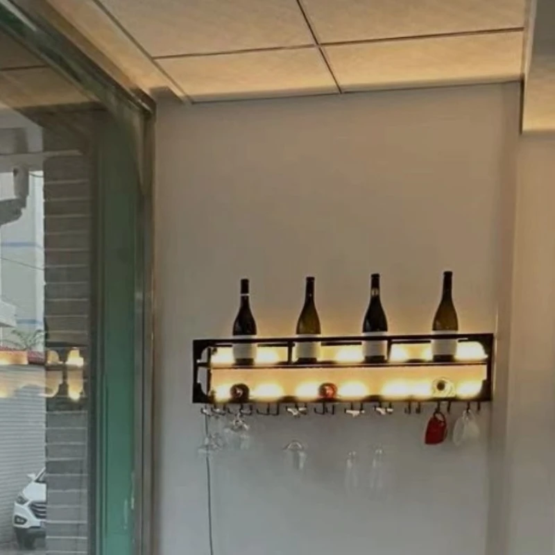

Modern Metal Wall Mounted Wine Rack Hanging Bar Shelf Upside Down Wine Glass Holder Storage Organizer for Home Restaurant & Bar