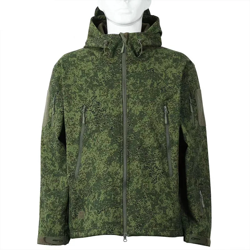 Giacca a vento Soft Shell con cerniera da uomo giacche impermeabili tattiche Plus Size cappotto con cappuccio da uomo giacca mimetica in pile Bomber