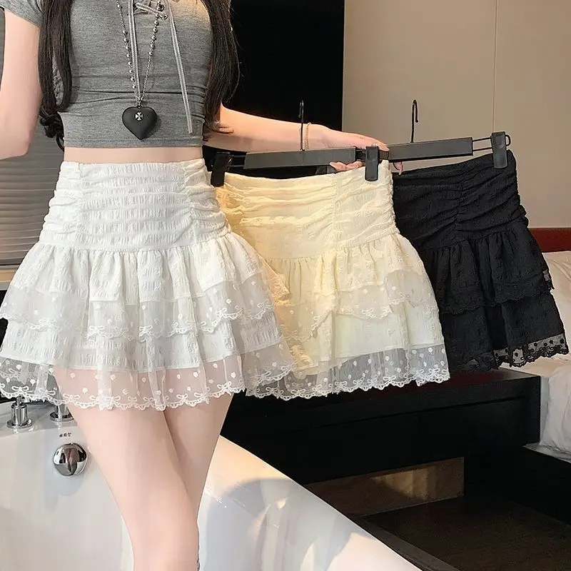 

Балетная юбка Pure Desire с кружевом, пышная, с высокой талией, женская, летняя, маленького размера, непрозрачная, короткая, для повседневной носки