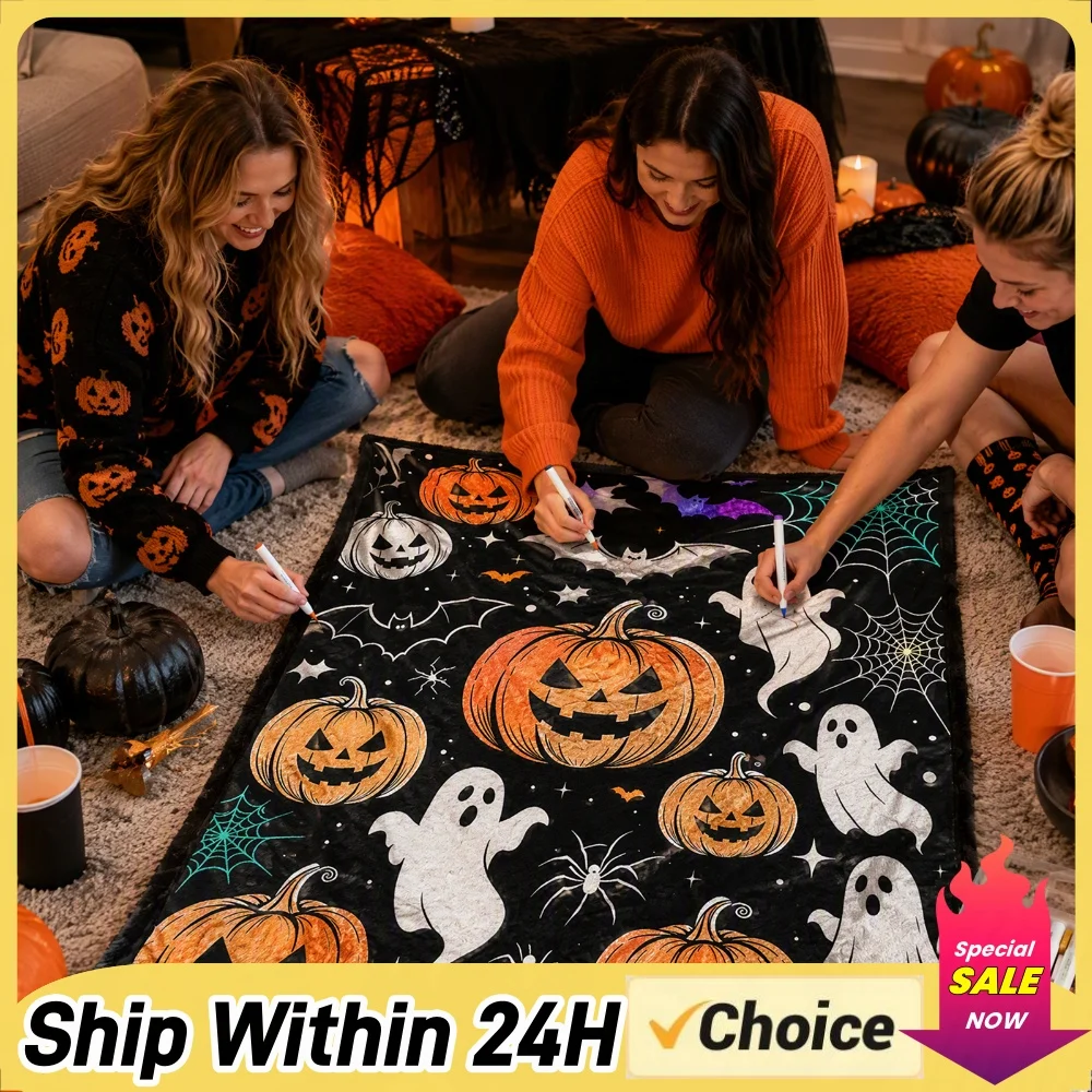 Creative Art Fabric Blanket 50x60 Inch Halloween Themed Blanket Halloween Throw Blanket for Bedroom Study Classroom Living Room