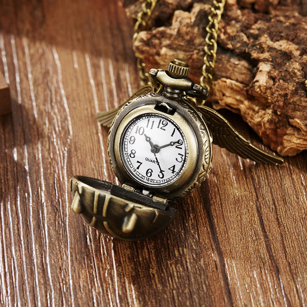 Golden Snitch Ball Pendant Pocket Watch Gifts for Kids Quartz Necklace Clock Lovely Cute Pocket Clock christmas gift for man