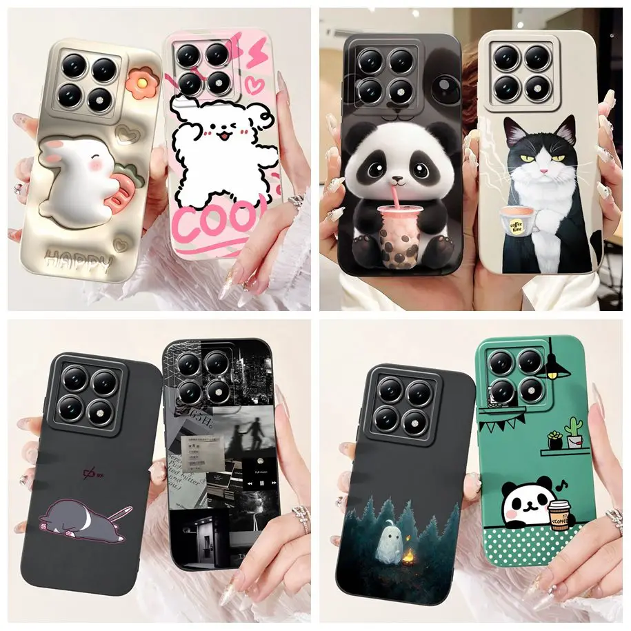 

For Xiaomi Mi 14T Pro / 14T 5G Case Cute Cartoon Frosted Matte Bumper Camera Protection Back Cover For Xiaomi 14T Pro 2024 Coque