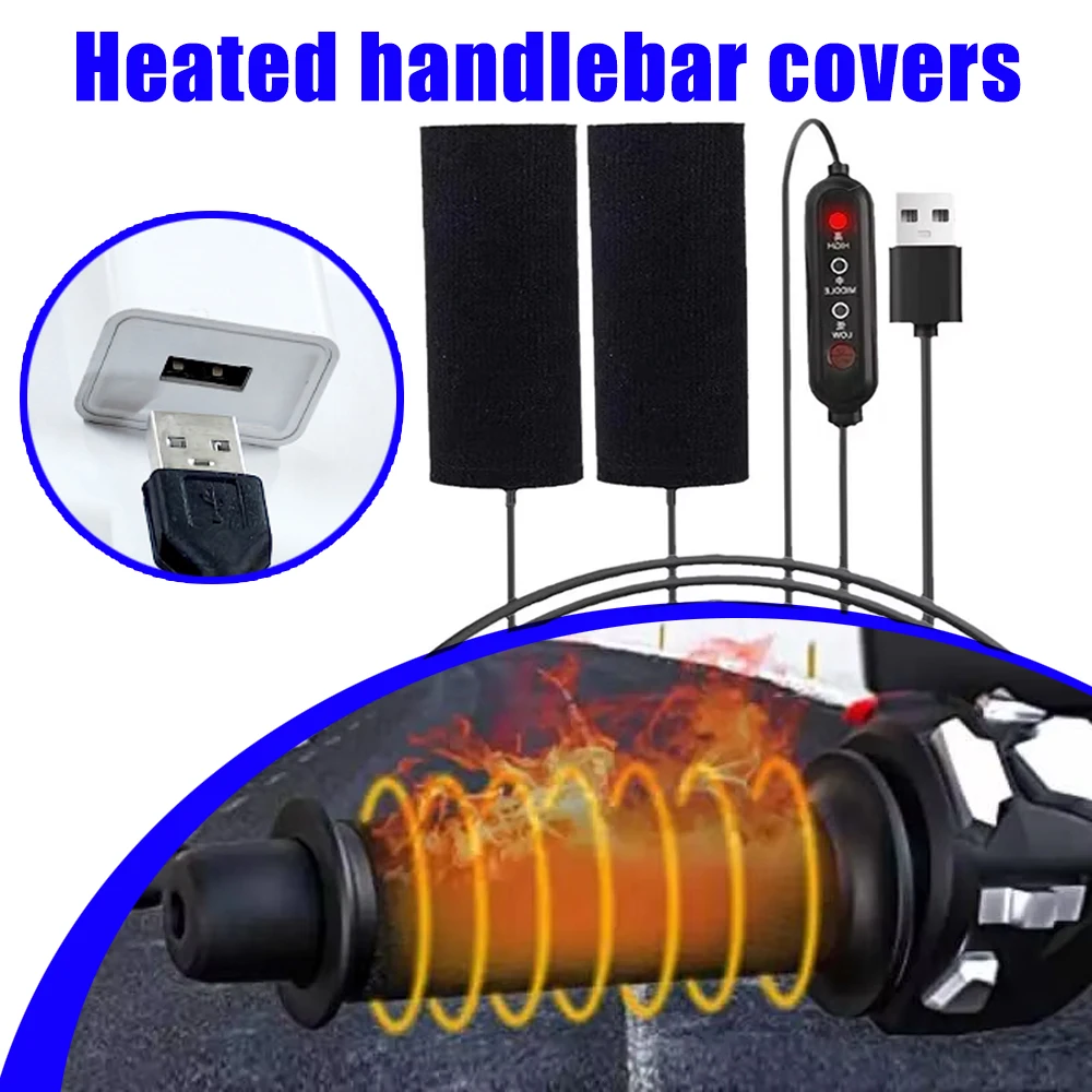 

5 В 2 А мотоциклетная ручка с подогревом, трехуровневый USB-нагрев, противоскользящая, быстрый нагрев, аксессуар для ручки с подогревом, универсальный USB-разъем