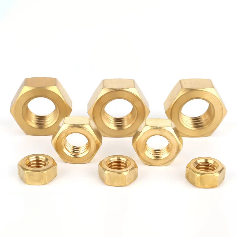 Solid Brass Copper Hex Hexagon Nut Screw Bolt Metric Thread M1.4 M1.6 M2 M2.5 M3 M4 M5 M6 M8 M10 M12 M14 M16 M18 M20 M22 M24